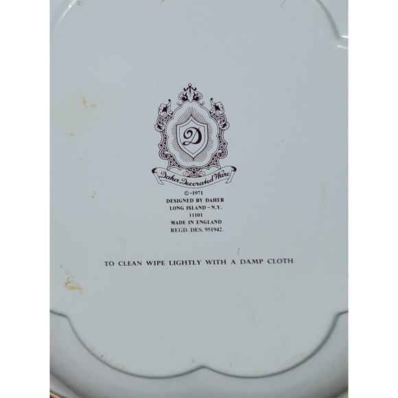 Vintage Daher Ware Asian Decor Round Metal Serving Tray Bowl - Picture 4 of 5